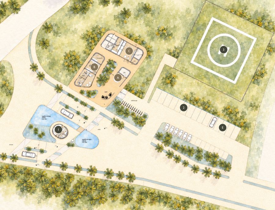 Planta humanizada da portaria vista de cima
