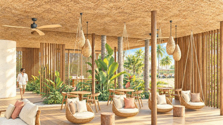 Aquarela do swing lounge com cadeiras suspensas de palha
